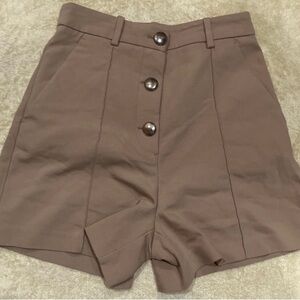 Zara Brown High Waist Tailored Shorts